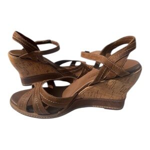 Timberland Earthkeepers Brown Leather Wedge Sandals Size 9.5